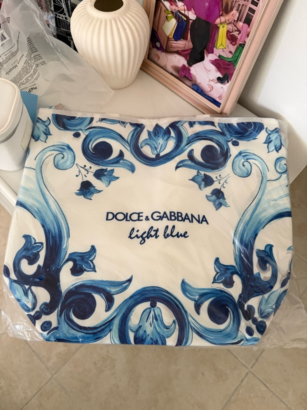Dolce & Gabbana Light Blue Blue Decorative Tote
